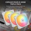 imageCorsair RS120R ARGB 120mm PWM ARGB Reverse Fans  Reverse Rotor 5V ARGB Connections Eight RGB LEDs High Static Pressure DaisyChain Magnetic Dome Bearing Zero RPM Mode  Triple Pack  White