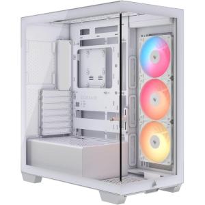 imageCORSAIR 3500X RSR ARGB MidTower PC Case  3X PreInstalled RS120R ARGB Fans GPU AntiSag Arm Fits up to 10x 120mm Fans Reverse Connection Motherboard Compatible  White