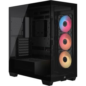 imageCORSAIR 3500X RSR ARGB MidTower PC Case  3X PreInstalled RS120R ARGB Fans GPU AntiSag Arm Fits up to 10x 120mm Fans Reverse Connection Motherboard Compatible  Black