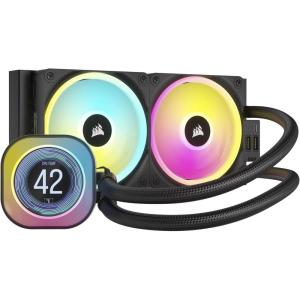 imageCORSAIR iCUE Link H150i LCD Liquid CPU Cooler  360mm AIO  QX120 RGB Fans  21 IPS LCD Screen  Fits Intel LGA 1700 AMD AM5  iCUE Link System Hub Included  BlackBlack