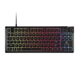 imageCorsair K55 CORE TKL RGB Gaming Keyboard  Tenkeyless 8Zone RGB Quiet Membrane Keys Spill Resistant Media Keys 1000Hz Polling  NA Layout  Black