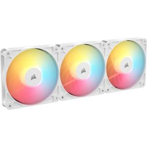 imageCorsair RS120R ARGB 120mm PWM ARGB Reverse Fans  Reverse Rotor 5V ARGB Connections Eight RGB LEDs High Static Pressure DaisyChain Magnetic Dome Bearing Zero RPM Mode  Triple Pack  White