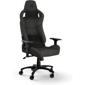 imageCorsair T3 Rush Fabric Gaming Chair 2023  RacingInspired Design  Soft Fabric Exterior  Padded Neck Cushion  Memory Foam Lumbar Support  Adjustable Seat Height  CharcoalCharcoal