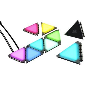 imageCorsair iCUE LC100 Case Accent Lighting Panels  Mini Triangle  9X Tile Starter Kit 81 RGB LEDs with Light Diffusion Simple Magnetic Attachment iCUE Lighting Node PRO IncludedExpansion Kit