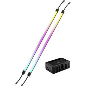 imageCorsair iCUE Link LS430 Aurora RGB Light Strips 430mm Kit  2X Magnetic Diffused Individually Addressable RGB LED Strips  iCUE Link Adapter and ARGB to iCUE 3Pin Adapter Cable Included430mm