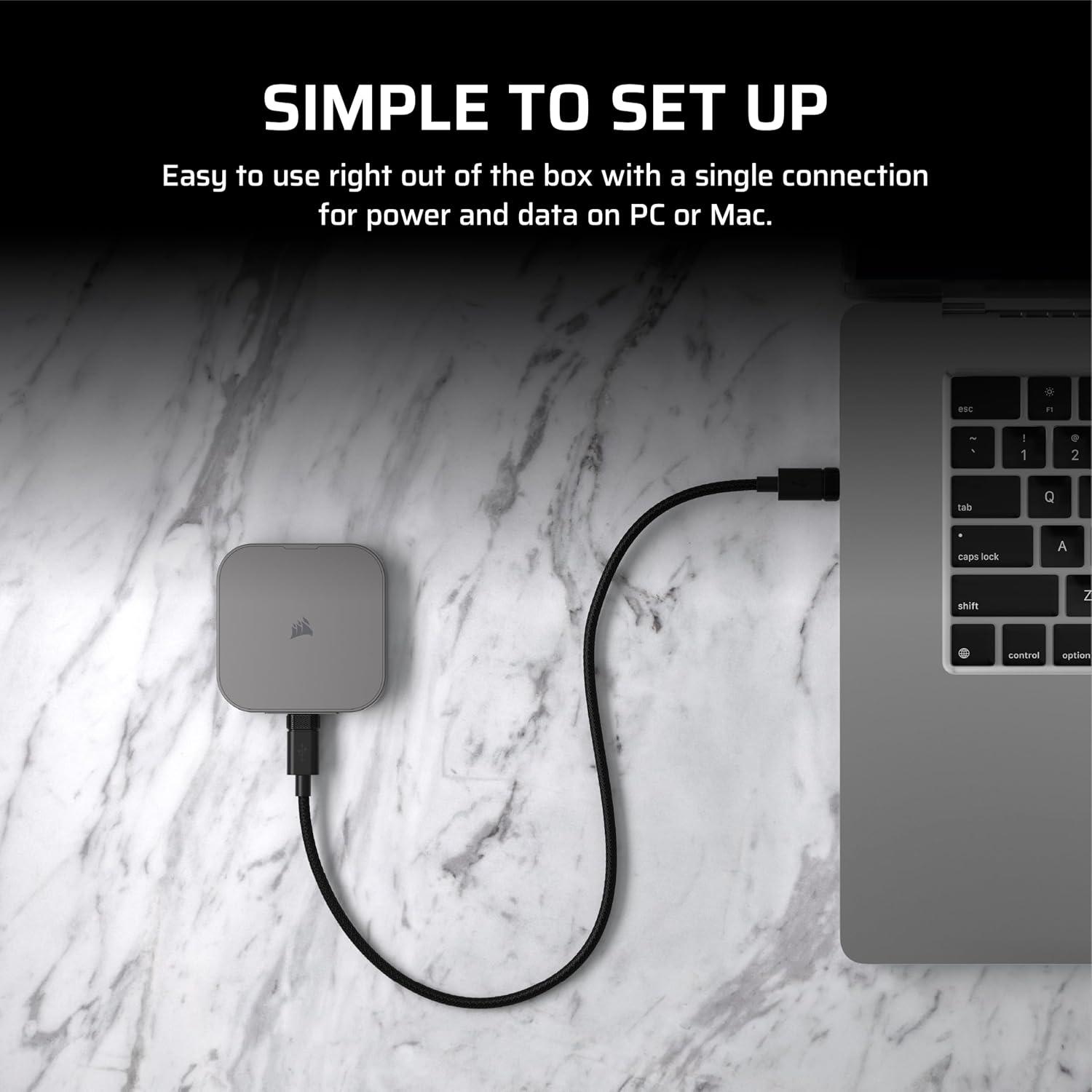 imageCorsair EX400U 4TB USB4 Portable External TypeC SSD  Up to 4000MBs Read 3600MBs Write USB 32 Gen2 2x2 Plug and Play Thunderbolt 4 MagSafe Includes 40Gbps Cable Windows PC iOS Mac  GrayEX400U 2025