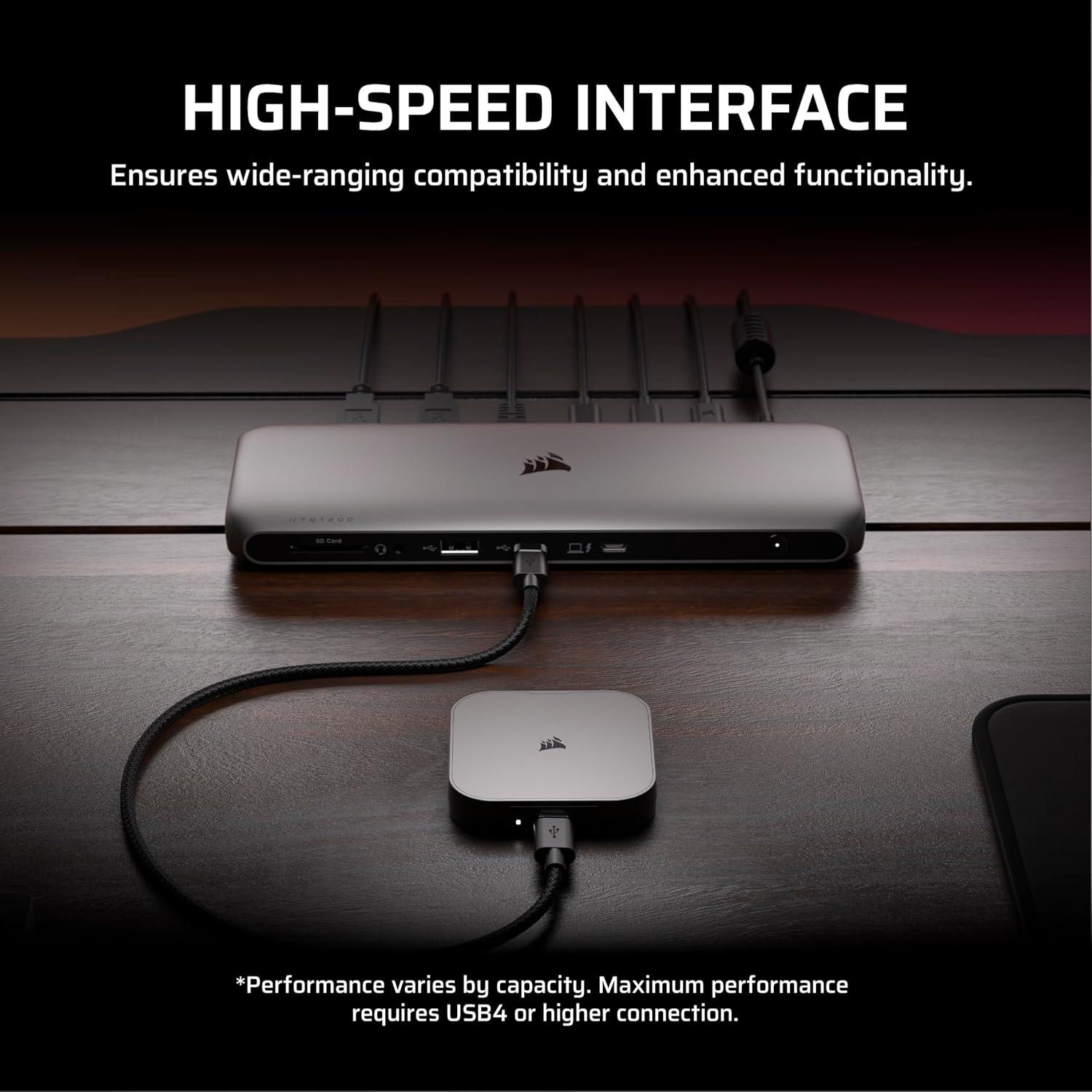 imageCorsair EX400U 4TB USB4 Portable External TypeC SSD  Up to 4000MBs Read 3600MBs Write USB 32 Gen2 2x2 Plug and Play Thunderbolt 4 MagSafe Includes 40Gbps Cable Windows PC iOS Mac  GrayEX400U 2025