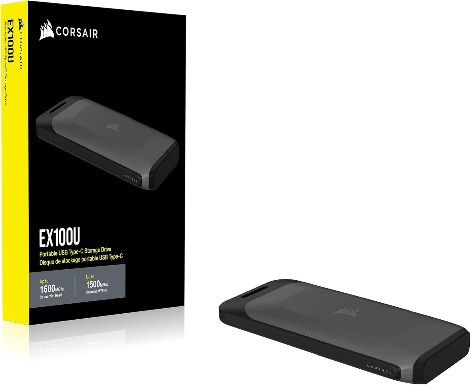 imageCorsair EX400U 4TB USB4 Portable External TypeC SSD  Up to 4000MBs Read 3600MBs Write USB 32 Gen2 2x2 Plug and Play Thunderbolt 4 MagSafe Includes 40Gbps Cable Windows PC iOS Mac  GrayEX100U