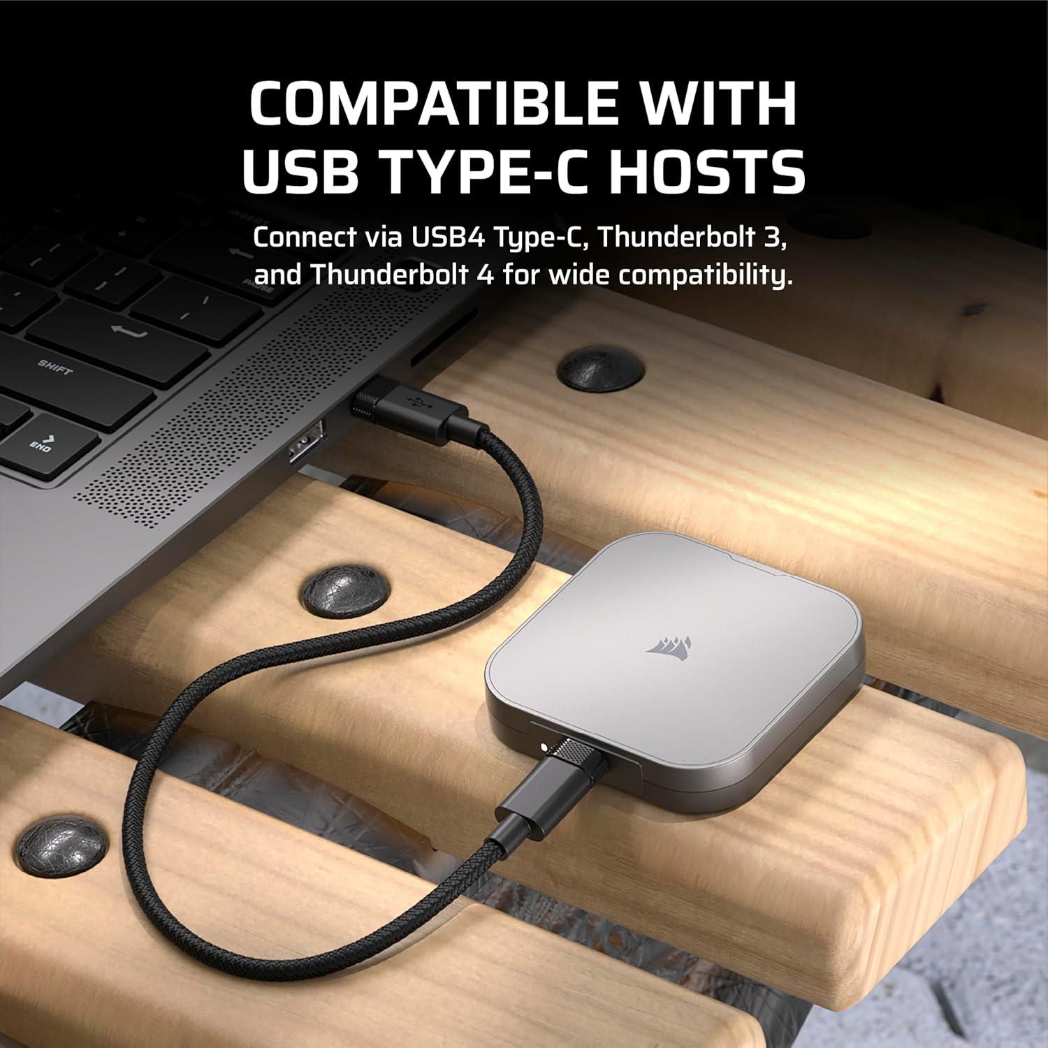 imageCorsair EX400U 4TB USB4 Portable External TypeC SSD  Up to 4000MBs Read 3600MBs Write USB 32 Gen2 2x2 Plug and Play Thunderbolt 4 MagSafe Includes 40Gbps Cable Windows PC iOS Mac  GrayEX400U 2025