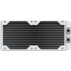 imageCORSAIR Hydro X Series XR5 240mm V2 Custom Cooling Radiator  Compatible with iCUE Link Fans 2x120mm Fan Mounts Screw Protection Plates G14 Threads  White