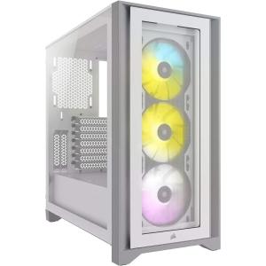 imageCORSAIR iCUE 4000X RGB Tempered Glass MidTower ATX PC Case  3X SP120 RGB Elite Fans  iCUE Lighting Node CORE Controller  High Airflow  BlackWhite
