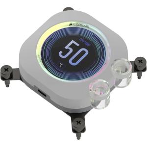 imageCORSAIR XC7 RGB Elite LCD CPU Water Block  480x480 IPS LCD Screen  31 RGB LEDs  USBC  Fits Intel LGA 1700 AMD AM5 and Older  White