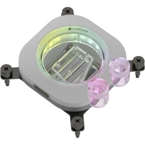 imageCORSAIR iCUE Link XC7 RGB Elite CPU Water Block  Transparent Flow Chamber  24 RGB LEDs  Fits Intel LGA 1700 AMD AM5 and Older  White