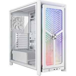 image:imageCORSAIR Frame 4000X RS Modular MidTower ATX PC Case  RGB Front Panel 4X RS120 PWM Fans Included InfiniRail Fan Mount System Reverse GPU AntiSag and Motherboard Support  WhiteWhite