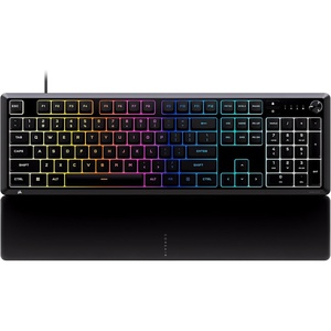 image:imageCorsair Skiff 100 Quiet RGB Wired Gaming Keyboard  US QWERTY  Black  IP53 Spill amp Dust Resistant Responsive Keys Media Dial